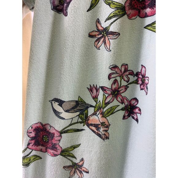 Tea Blue Cream Floral Birds Print Dress Size 10 - Picture 6 of 8